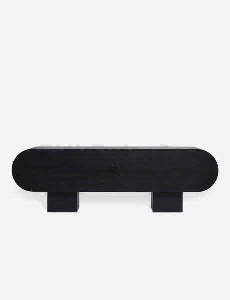 #color::black | Back of the Laughlin retro pill shaped sideboard cabinet in black