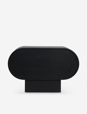 Back of the Laughlin retro pill shaped nightstand in black