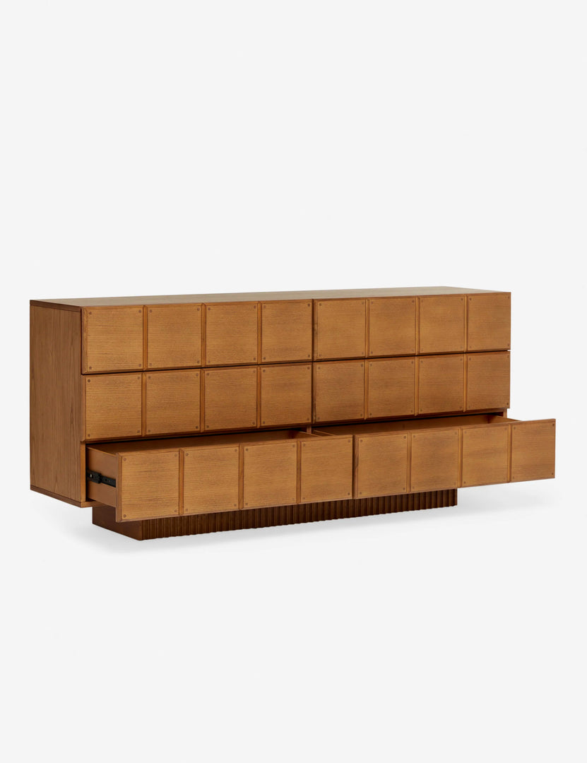 #color::russet | Lee six drawer dresser with a blockwork design