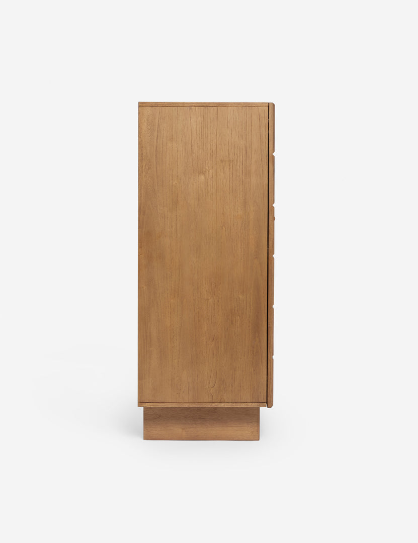 #color::russet | Side view of the Lee blockwork design tall dresser