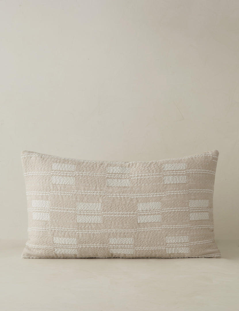#color::natural #style::lumbar | Leighton broken stripe lumbar pillow in natural.