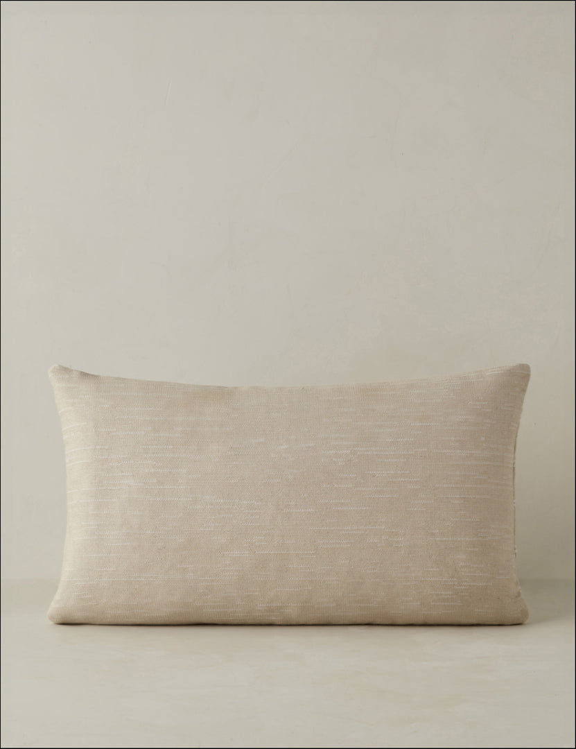 #color::natural #style::lumbar | Back of the Leighton broken stripe lumbar pillow in natural.
