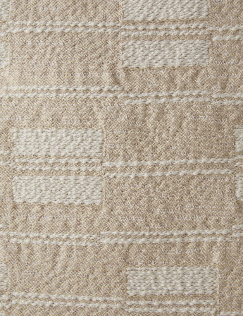 #color::natural #style::square #style::lumbar | Close up of the Leighton broken stripe pillow in natural.
