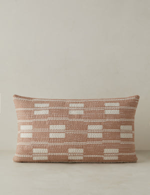 Leighton broken stripe lumbar pillow in terracotta.