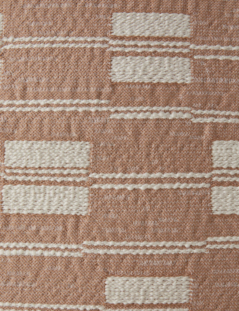 #color::terracotta #style::square #style::lumbar | Close up of the Leighton broken stripe pillow in terracotta.