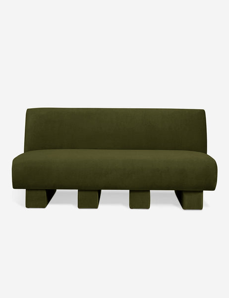 #color::Loden-velvet #configuration::left-facing #configuration::right-facing #size::142-W #size::114-W | Centerpiece of the Lena gray velvet sectional sofa with upholstered beam legs