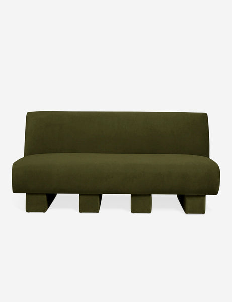 #color::Loden-velvet #configuration::left-facing #configuration::right-facing #size::142-W #size::114-W | Centerpiece of the Lena gray velvet sectional sofa with upholstered beam legs