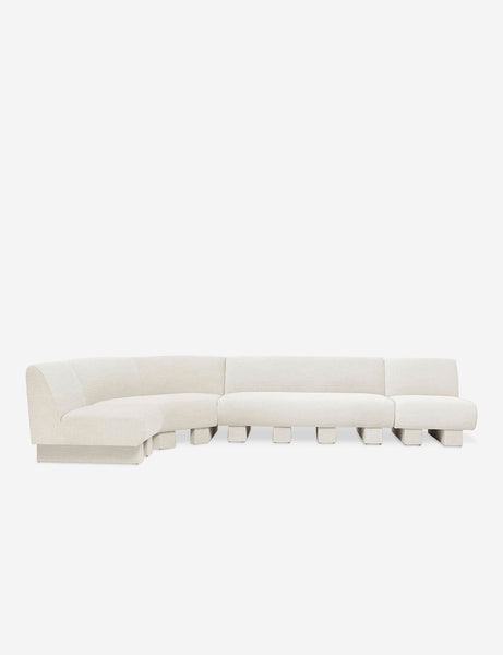 #color::Natural-Linen #configuration::left-facing #size::142-W | Lena left-facing natural linen sectional sofa with upholstered beam legs.