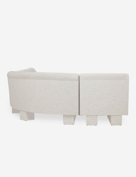 #color::Natural-Linen #configuration::right-facing #size::142-W | Rear view of the side of the Lena right-facing natural linen sectional sofa with upholstered beam legs.
