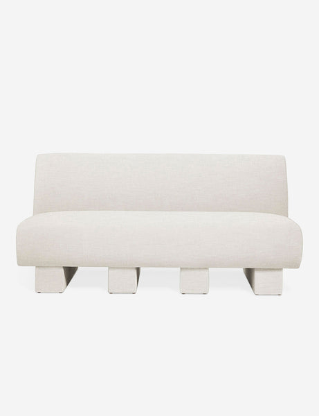 #color::Natural-Linen #configuration::left-facing #configuration::right-facing #size::142-W #size::114-W | Centerpiece of the Lena natural linen sectional sofa with upholstered beam legs