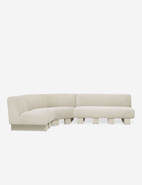 #color::Ivory-Boucle #configuration::left-facing #size::114-W | Lena left-facing white boucle sectional sofa with upholstered beam legs.