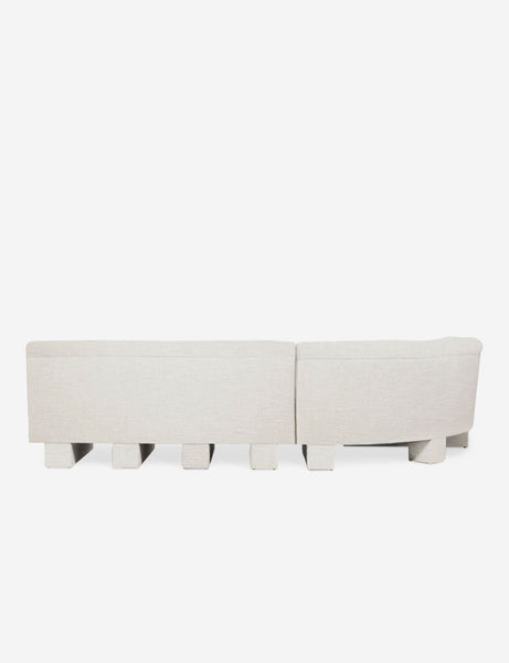 #color::Natural-Linen #configuration::left-facing #size::114-W | Rear view of the entire Lena left-facing natural linen sectional sofa with upholstered beam legs.