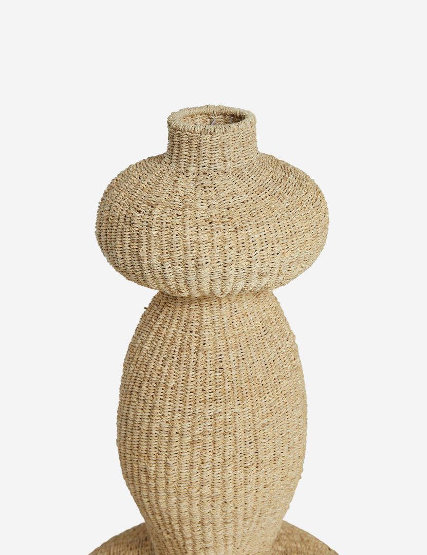 #color::natural #size::medium | Top of the Lilia woven decorative floor vase.