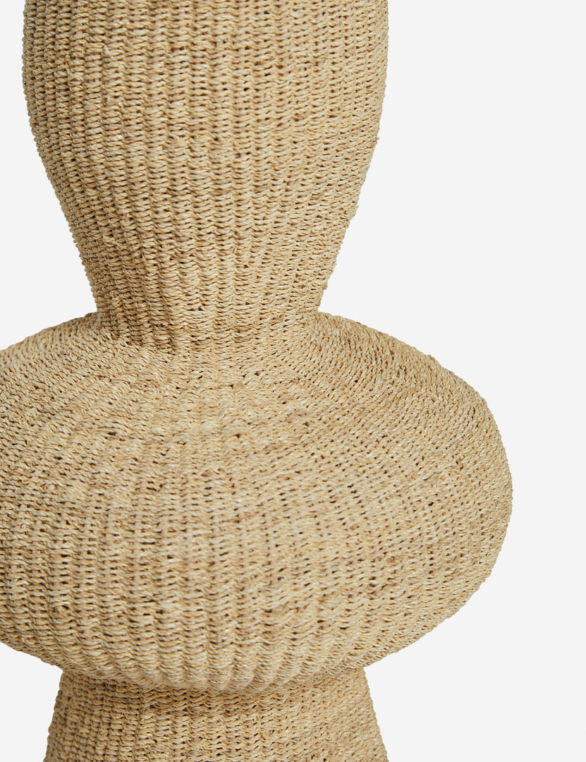 #color::natural #size::medium | Close up of the Lilia woven decorative floor vase.