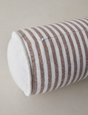 End of the Littu Indoor / Outdoor Striped Bolster Pillow by Sarah Sherman Samuel in Brown