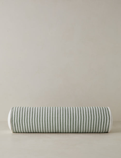 #color::moss | Littu Indoor / Outdoor Striped Bolster Pillow by Sarah Sherman Samuel in Moss