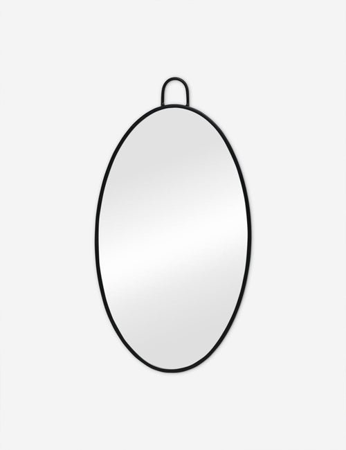 #color::black | Loop hanging oval wall mirror