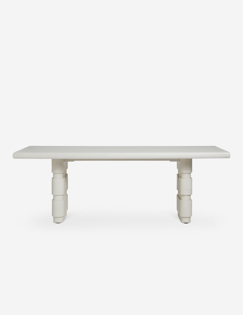 #color::white-wash | Lowen double pedestal base white washed dining table.