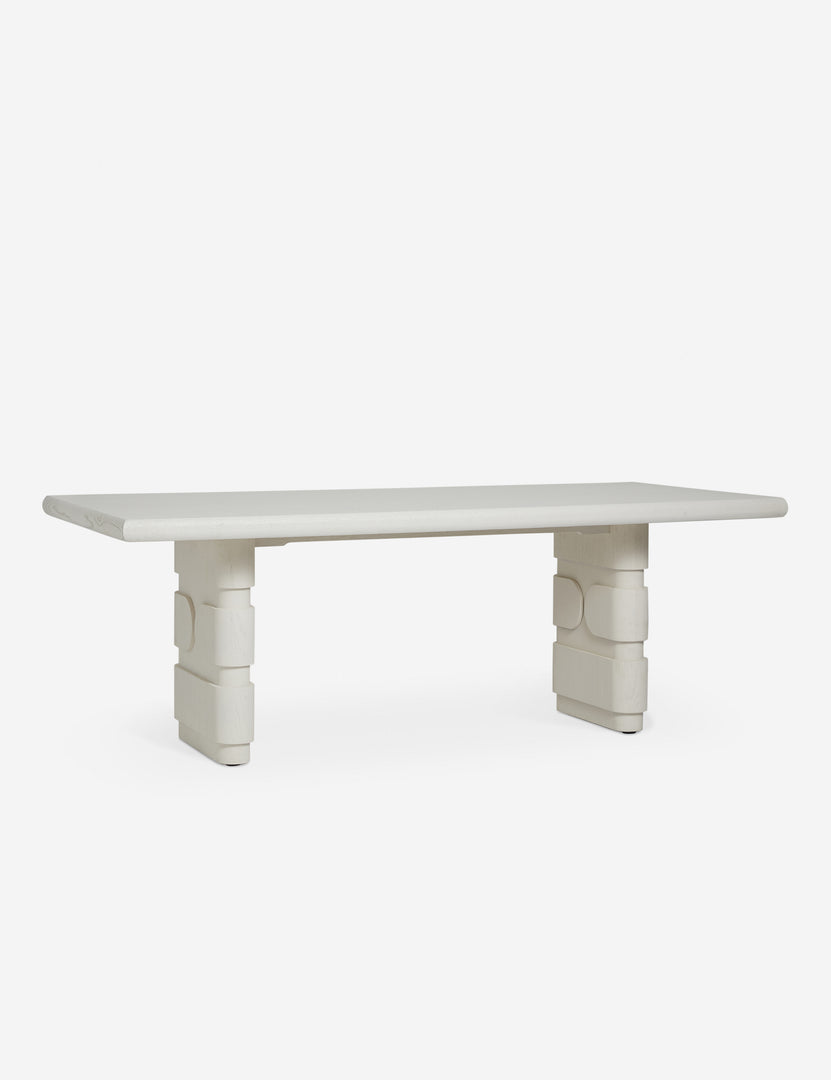 #color::white-wash | Lowen double pedestal base white washed dining table.