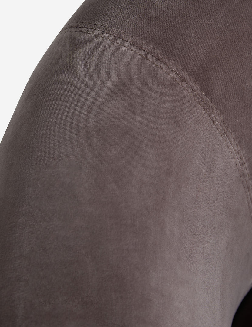 #color::mink-velvet | Close up of the Lowry rounded silhouette velvet accent chair.