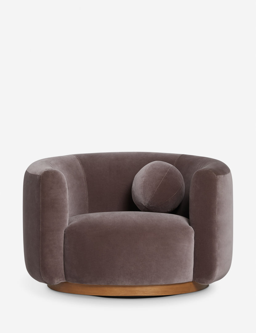 #color::mink-velvet | Lowry rounded silhouette velvet accent chair.