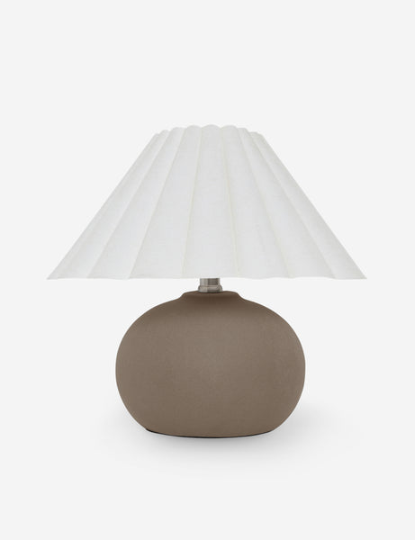 #size::mini #color::latte | Luis round ceramic mini table lamp.