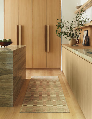 Kitchen featuring the Lalan hand-knotted geometric pattern wool runner rug.