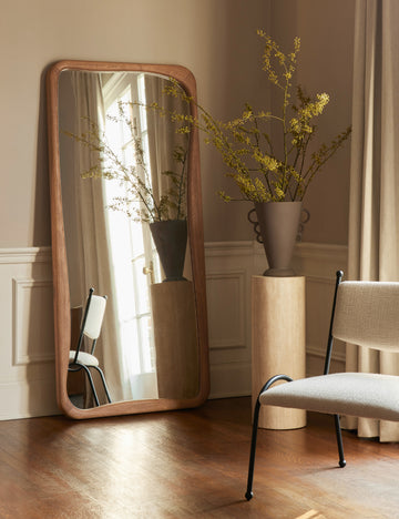 #size::32--x-70-| Galilea solid wavy wood frame floor mirror mirror by Aimee Song