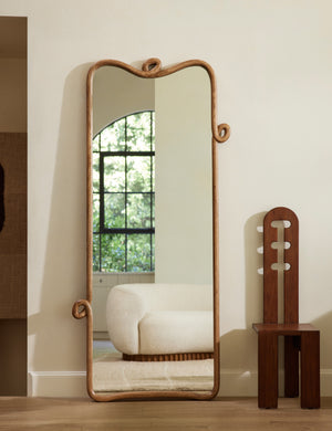 Open Box: Looped Wood Floor Mirror, Natural, 32