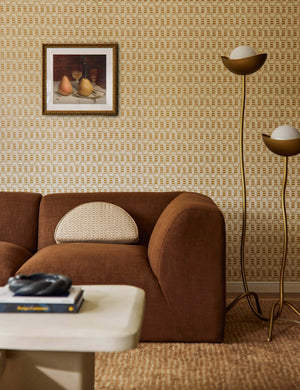 Living room featuring the Sweeney medium-scale abstract patterned wallpaper.