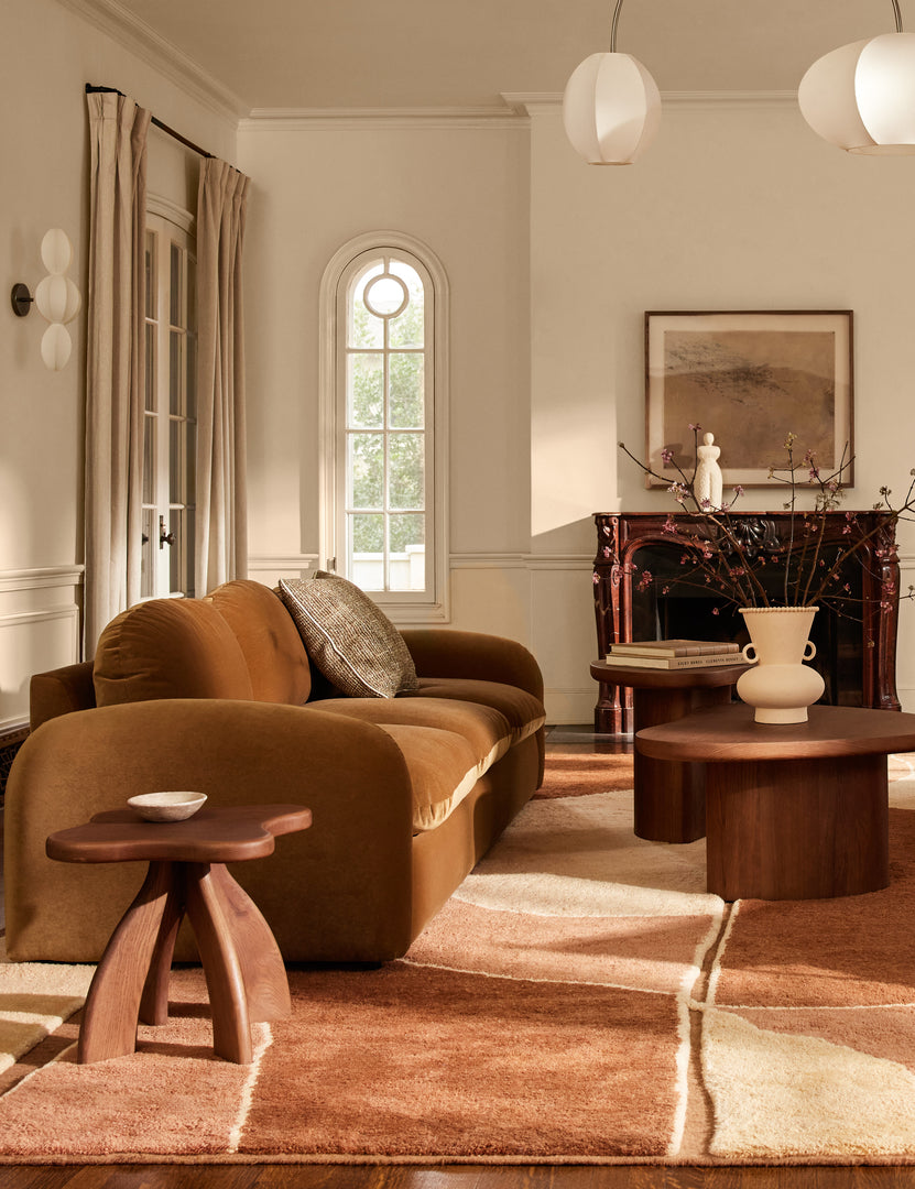 #color::macchiato #style::square | Enzi tactile tweed pillow by Aimee Song styled on a sofa