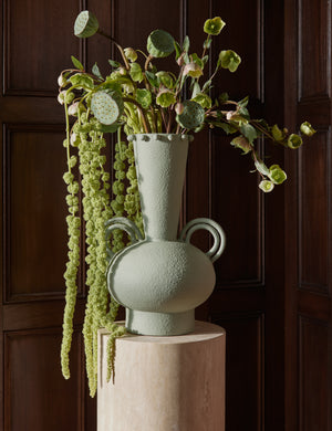 Idra tall round handle ceramic vase by Aimee Song