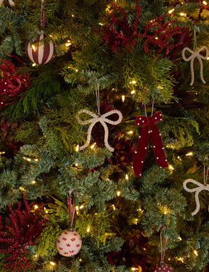 Seaton Beaded Bow Ornament : Silver
