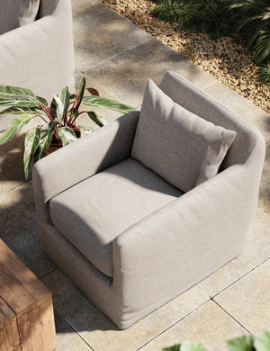 Orlena Outdoor Swivel Chair : Stone Grey