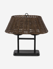 #color::brown | Teulon basketweave wicker double-post table lamp