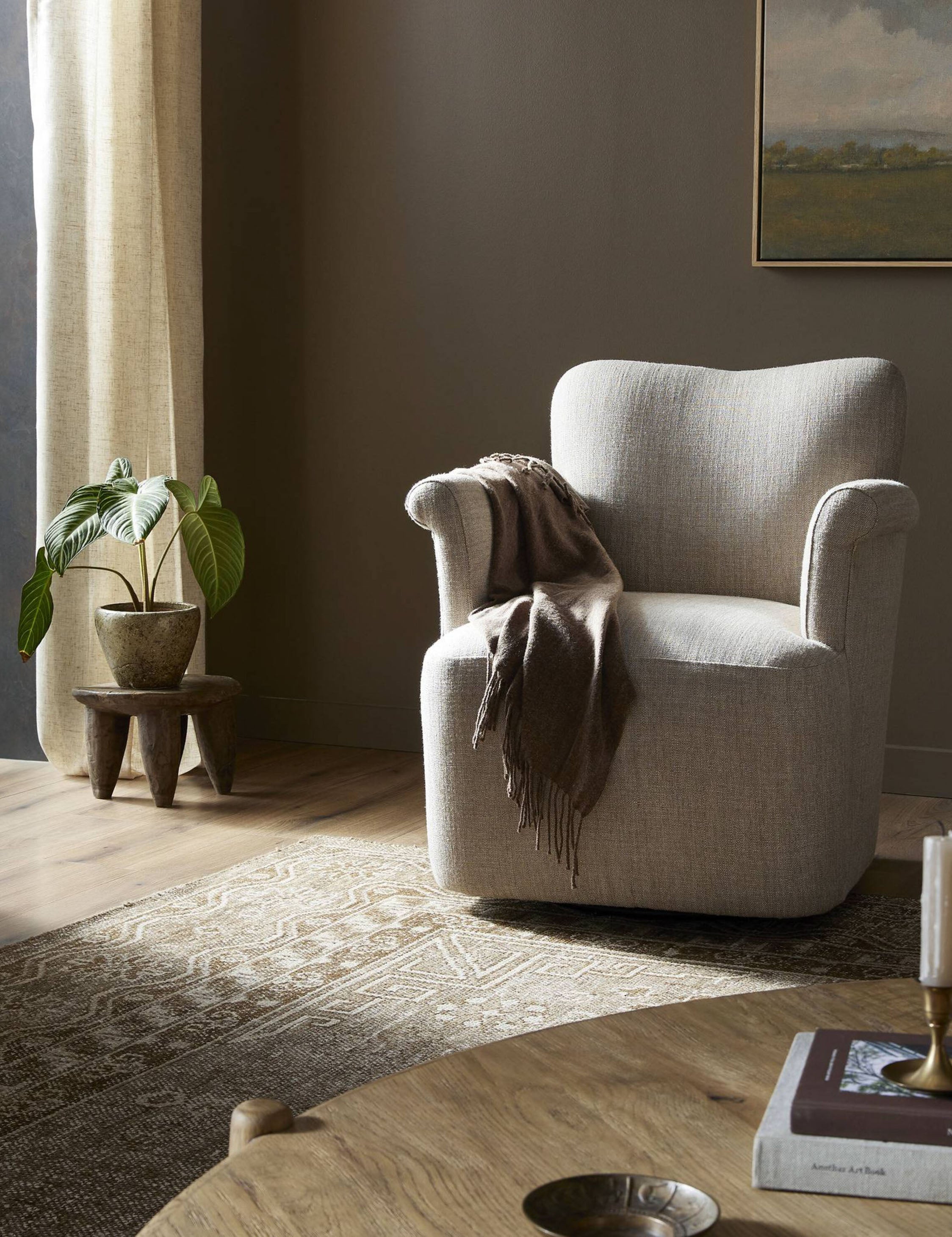 Open Box: Camellia Swivel Chair, Wheat by Amber Lewis x Four Hands