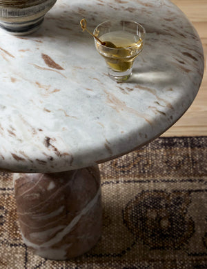 Open Box: Figueroa Round Side Table, Sawar Marble by Amber Lewis x Four Hands