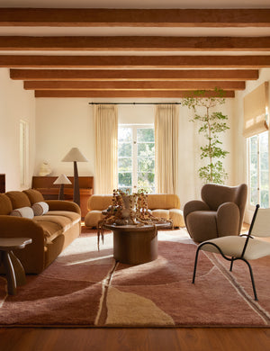 Arca sculptural chunky wood two shade floor lamp by Aimee Song