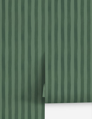Painterly Stripe Wallpaper by Sarah Sherman Samuel, Green- Swatch