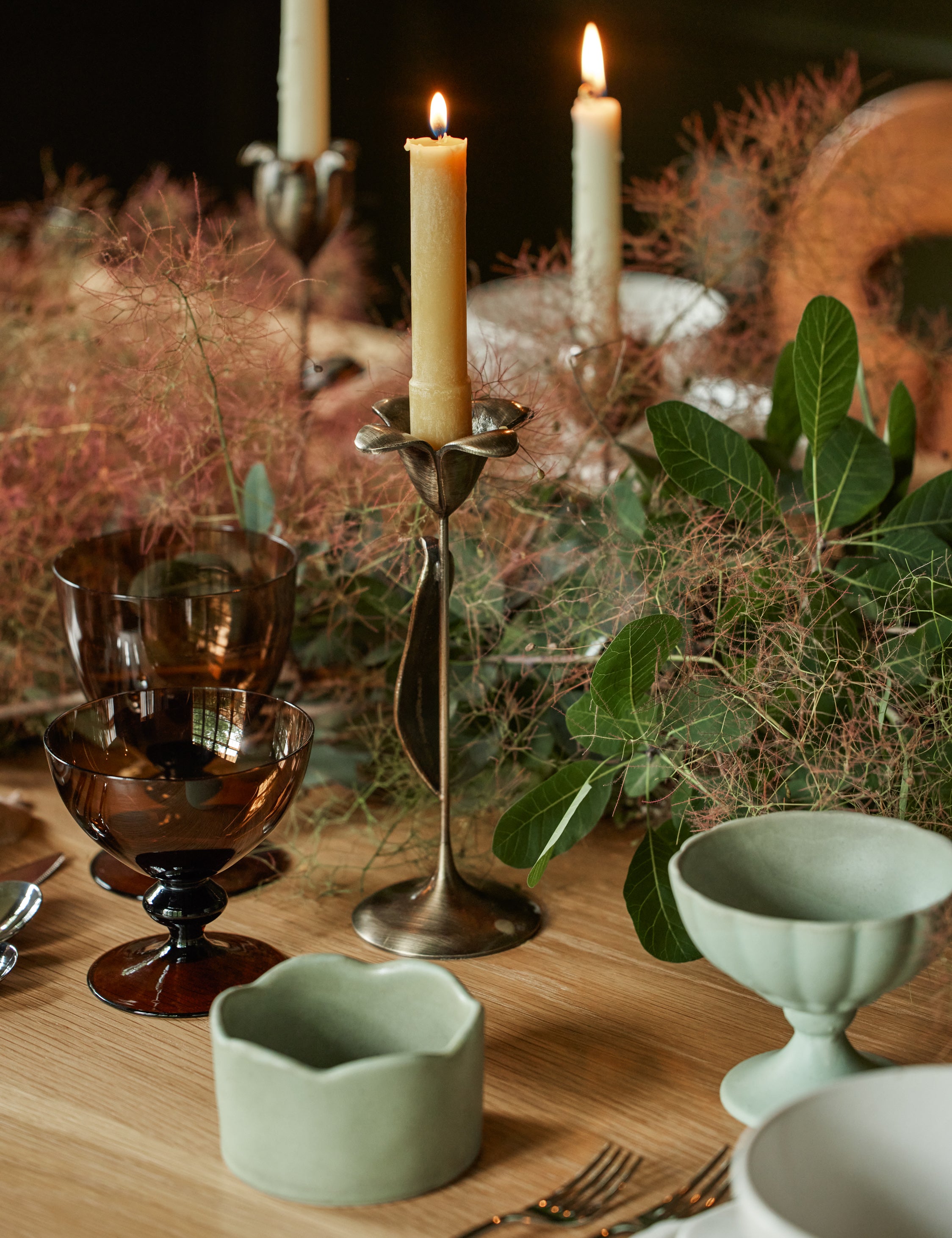 Olivia Floral Candlesticks Set of 3 - Thumbnail 4