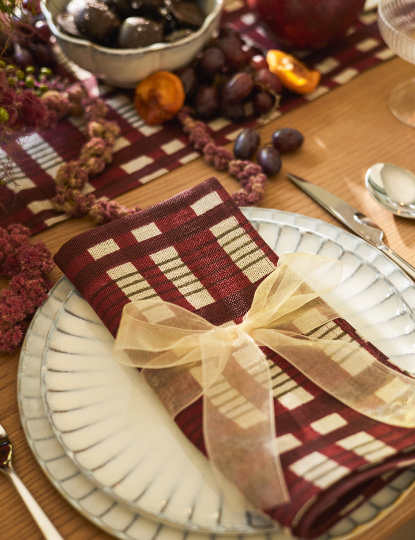 #color::cherry #style::napkin--set-of-4 | Musetta plaid linen napkin