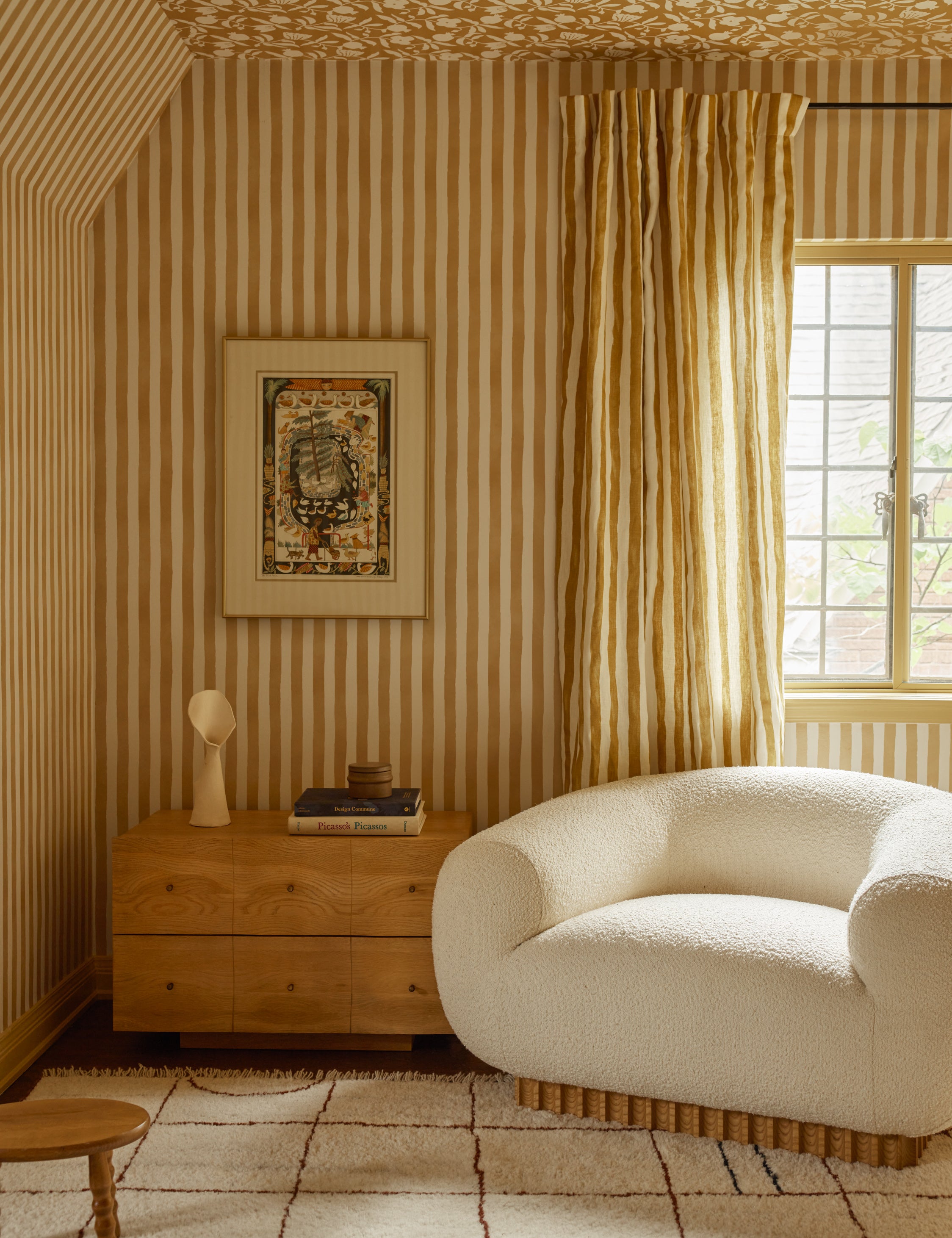 Lulu and Georgia Painterly Stripe Linen Curtain Panel - Thumbnail 2