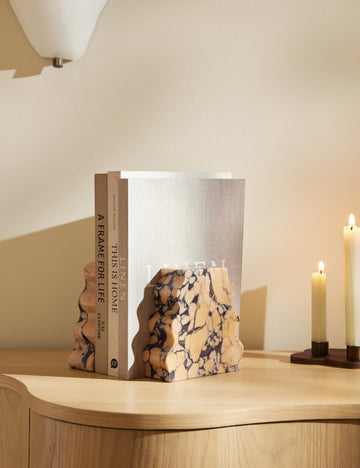 #color::pink | Blithe sculptural marble bookends