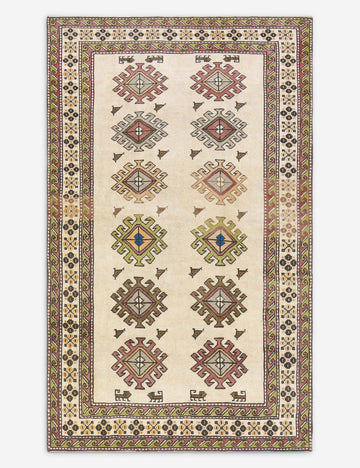 Vintage Turkish Hand-Knotted Wool Rug No. 485, 5' x 8' 3"