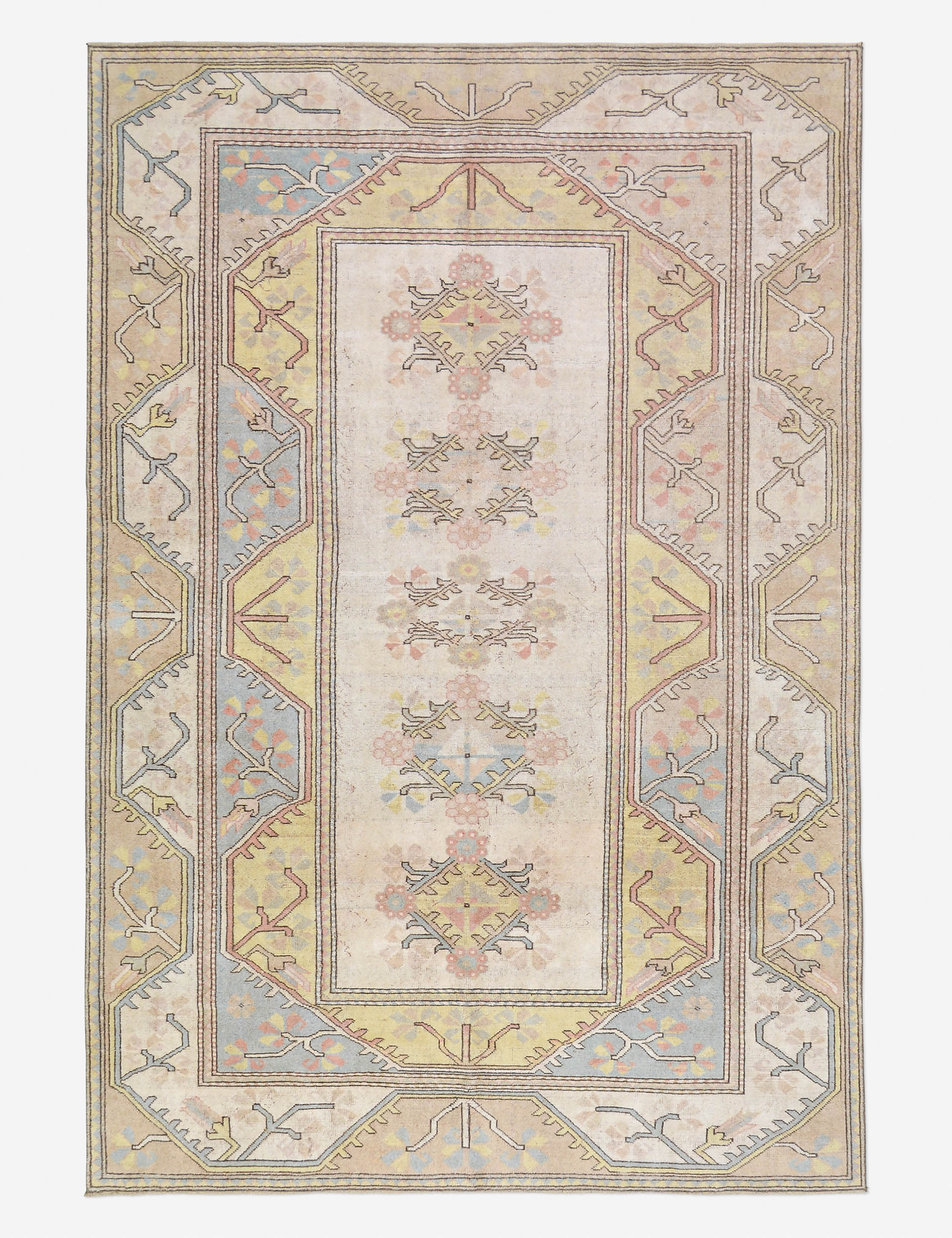 Vintage Turkish Hand-Knotted Wool Rug No. 489, 6' 4" x 9' 4"
