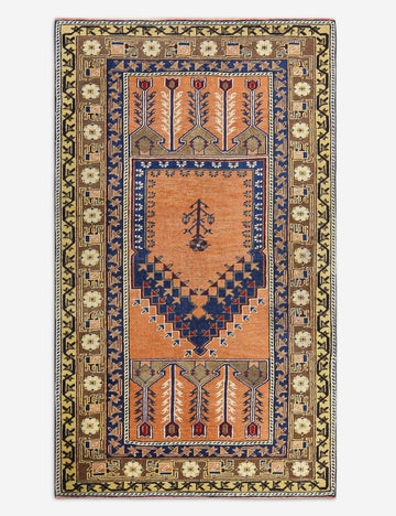 Vintage Turkish Hand-Knotted Wool Rug No. 499, 3' 10" x 6' 7"