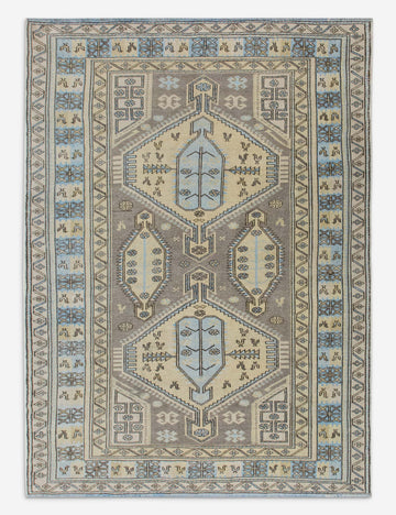 Vintage Turkish Hand-Knotted Wool Rug No. 563, 4'6" x 6'2"