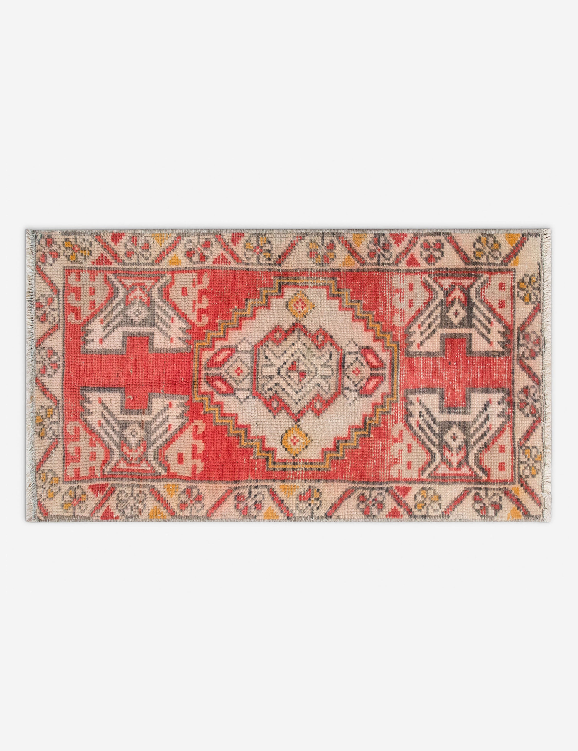 Vintage Turkish Hand-Knotted Wool Mini Rug No. 312, 1'5" x 3'2"