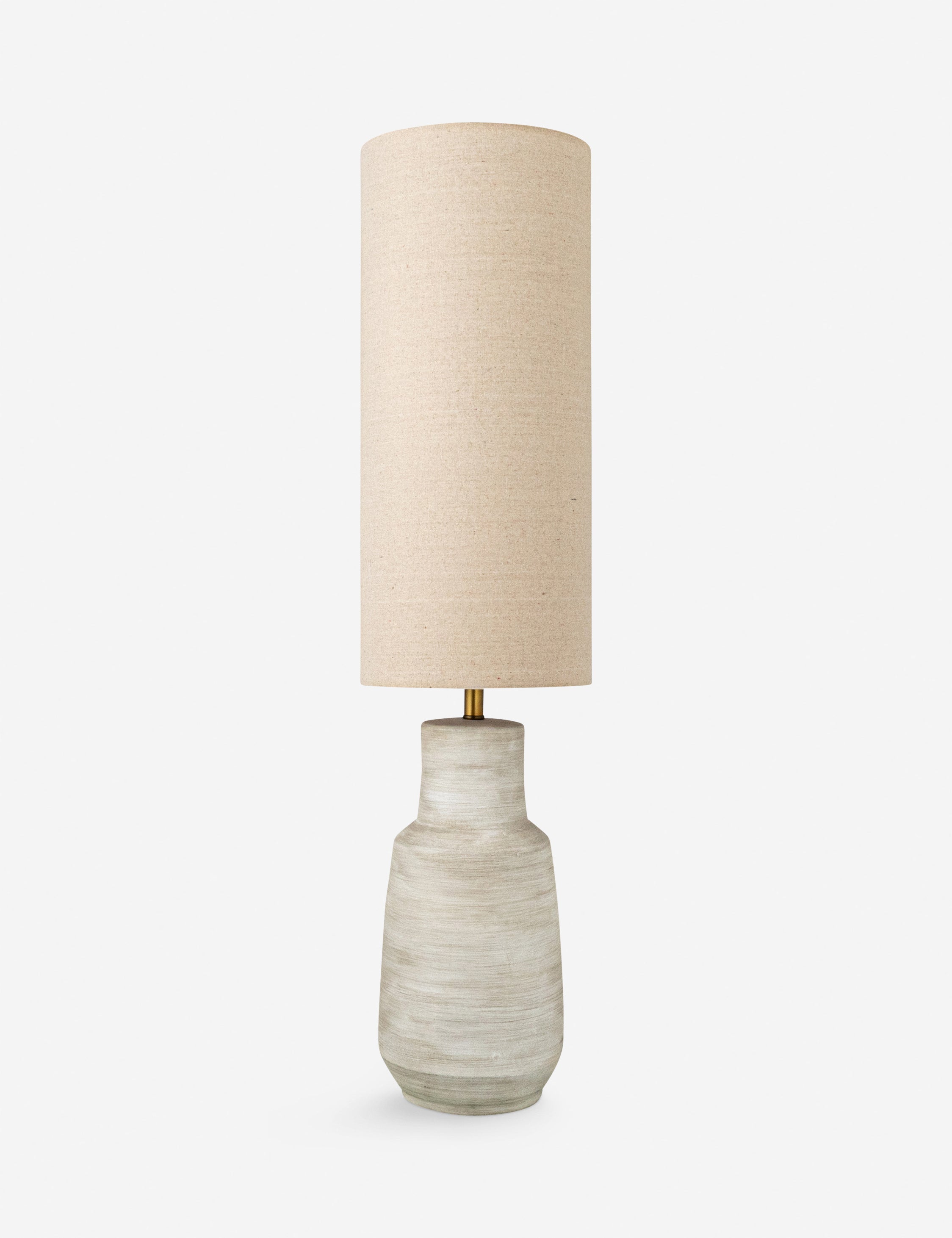 Gray Ceramic Bottle-Shaped Floor Lamp with Linen Tube Shade