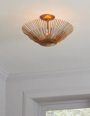#color::antique-brass #size::17-dia | Maire starburst silhouette semi-flush mount light on a ceiling